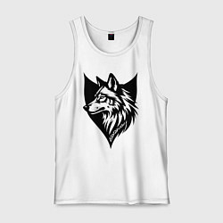 Майка мужская хлопок Волк на щите, цвет: белый