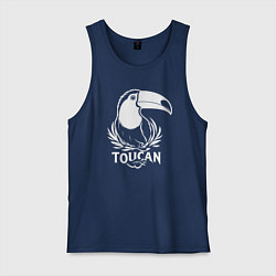 Майка мужская хлопок Тукан в лавровом венке, цвет: тёмно-синий