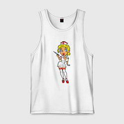 Майка мужская хлопок Медсестра блондинка, цвет: белый