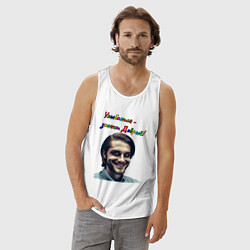 Майка мужская хлопок Улыбается - значит добрый, цвет: белый — фото 2