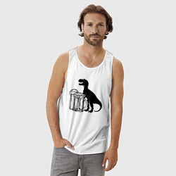 Майка мужская хлопок Пивозавр с двумя кружками, цвет: белый — фото 2