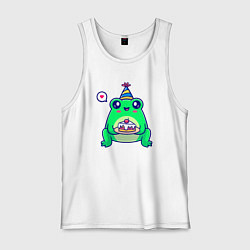 Майка мужская хлопок Лягушка с тортиком, цвет: белый