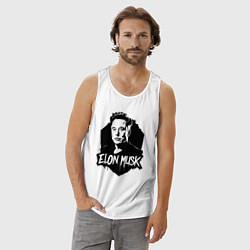Майка мужская хлопок Орнамент Илона Маска, цвет: белый — фото 2