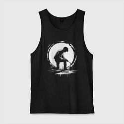 Мужская майка Такаси Мураками рисует белой краской