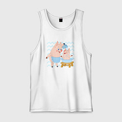 Майка мужская хлопок Терли свинки друг другу спинки мем, цвет: белый