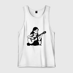 Майка мужская хлопок Классическая гитаристка аниме, цвет: белый
