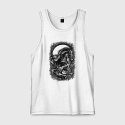 Майка мужская хлопок Ксеноморф в травяных зарослях, цвет: белый