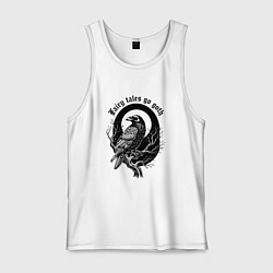 Майка мужская хлопок Готическая ворона сидит на ветке, цвет: белый