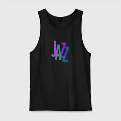 Майка мужская хлопок Jazz retro in blue, цвет: черный