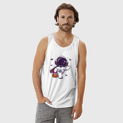 Майка мужская хлопок Космонавт с конфетками, цвет: белый — фото 2