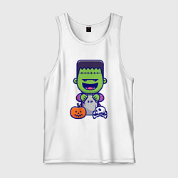 Майка мужская хлопок Забавный Франкенштейн, цвет: белый