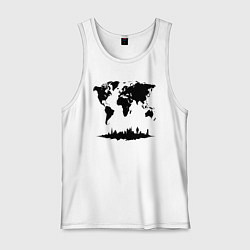 Майка мужская хлопок Мир в тени города, цвет: белый