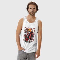 Майка мужская хлопок Дед Мороз на красном коне 2026, цвет: белый — фото 2