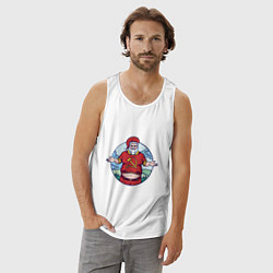 Майка мужская хлопок Советский Санта, цвет: белый — фото 2