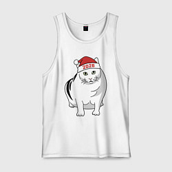 Майка мужская хлопок Мемный кот Бендер - 2026, цвет: белый