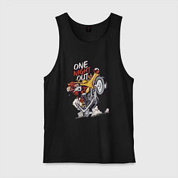 Майка мужская хлопок Крутой Санта на мотоцикле, цвет: черный