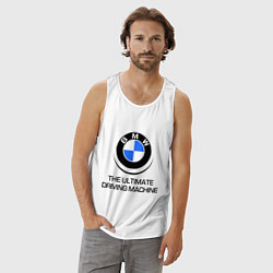 Майка мужская хлопок BMW Driving Machine, цвет: белый — фото 2