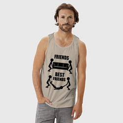 Майка мужская хлопок Best friends, цвет: миндальный — фото 2