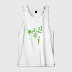 Майка мужская хлопок Razer logo, цвет: белый