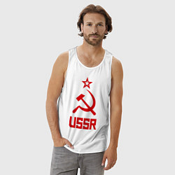 Майка мужская хлопок СССР - великая держава, цвет: белый — фото 2