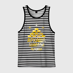 Майка мужская хлопок Аркаша - золотой человек (gold), цвет: черная тельняшка