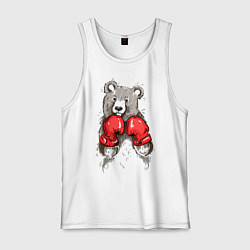 Майка мужская хлопок Bear Boxing, цвет: белый
