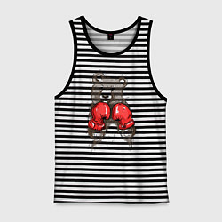 Майка мужская хлопок Bear Boxing, цвет: черная тельняшка
