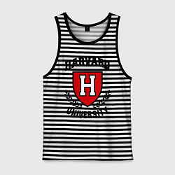Майка мужская хлопок Harvard University, цвет: черная тельняшка
