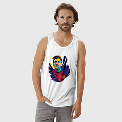 Майка мужская хлопок Messi Art, цвет: белый — фото 2