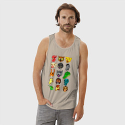 Майка мужская хлопок Hotline Miami Masks, цвет: миндальный — фото 2