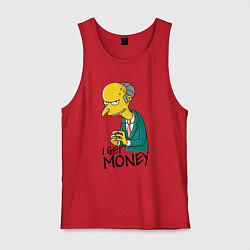 Майка мужская хлопок Mr. Burns: I get money, цвет: красный