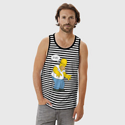 Майка мужская хлопок D'oh mood, цвет: черная тельняшка — фото 2