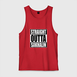 Майка мужская хлопок Straight Outta Sakhalin, цвет: красный