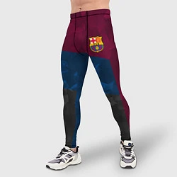 Тайтсы мужские FC Barcelona: Dark polygons, цвет: 3D-принт — фото 2