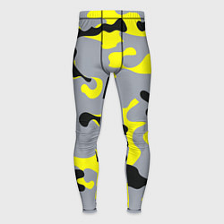 Тайтсы мужские Yellow & Grey Camouflage, цвет: 3D-принт