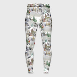 Тайтсы мужские Рождественский пейзаж - паттерн, цвет: 3D-принт