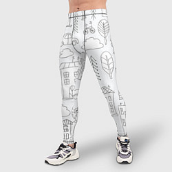 Тайтсы мужские Нарисованный город, цвет: 3D-принт — фото 2