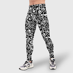 Тайтсы мужские Черно-белая роспись, цвет: 3D-принт — фото 2