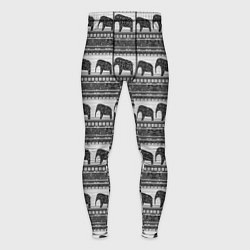 Тайтсы мужские Черно-белый узор слоны, цвет: 3D-принт