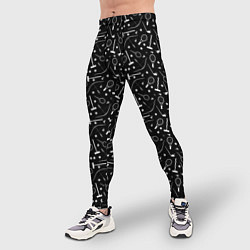 Тайтсы мужские Черно-белый спортивный узор, цвет: 3D-принт — фото 2