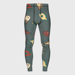 Мужские тайтсы Морские рыбки на зеленом фоне