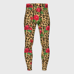 Тайтсы мужские Шкура Леопарда в Цветах, цвет: 3D-принт