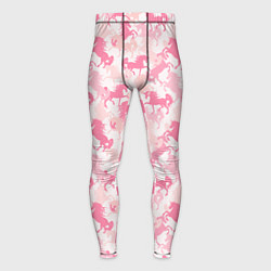 Тайтсы мужские Розовые Единороги, цвет: 3D-принт