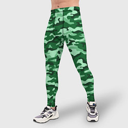 Тайтсы мужские Зеленый монохромный камуфляж, цвет: 3D-принт — фото 2