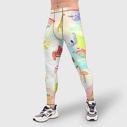 Тайтсы мужские Красочные животные, цвет: 3D-принт — фото 2