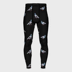 Тайтсы мужские Голуби на черном паттерн, цвет: 3D-принт