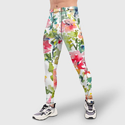 Тайтсы мужские Floral pattern Watercolour Summer, цвет: 3D-принт — фото 2