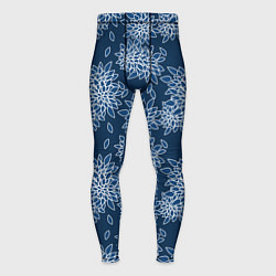 Тайтсы мужские Темно-синий цветочный узор pattern, цвет: 3D-принт