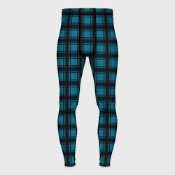 Тайтсы мужские Black and blue plaid, цвет: 3D-принт