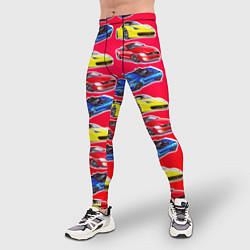 Тайтсы мужские Спортивные машины, цвет: 3D-принт — фото 2